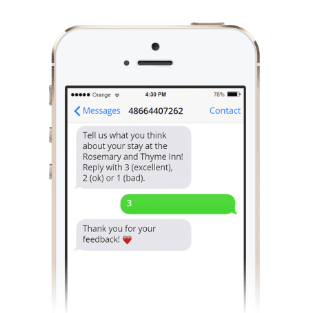 Screenshot two-way SMS communication example