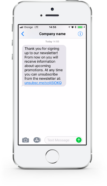 Example of the Opt-Out SMS feature